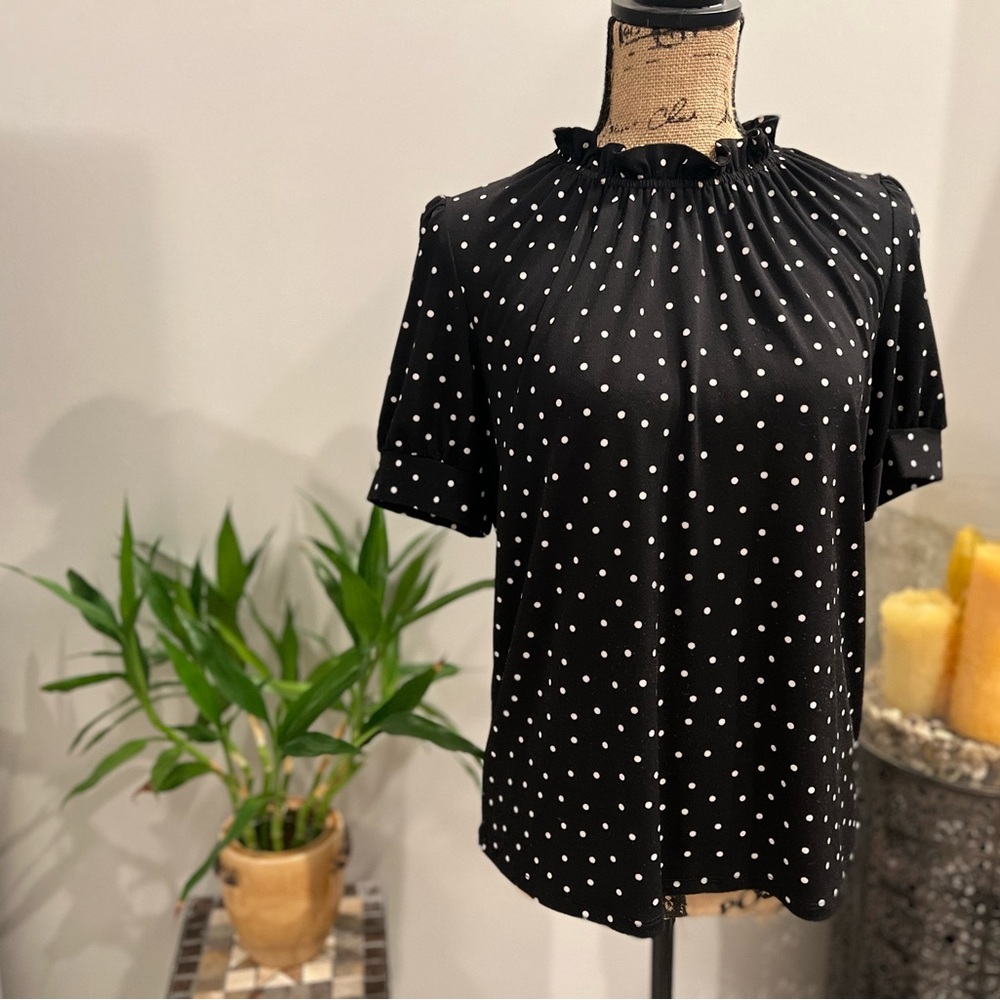 NWT black w/white polka dot blouse - Picture 3 of 9